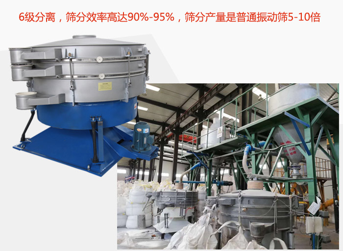 搖擺篩采用6級(jí)分離，篩分效率高達(dá)90%-95%，篩分產(chǎn)量是普通振動(dòng)篩5-10倍