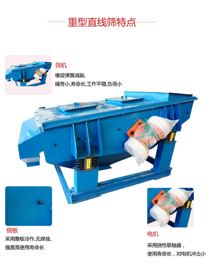 重型直線篩：篩機，側(cè)板，電機展示圖